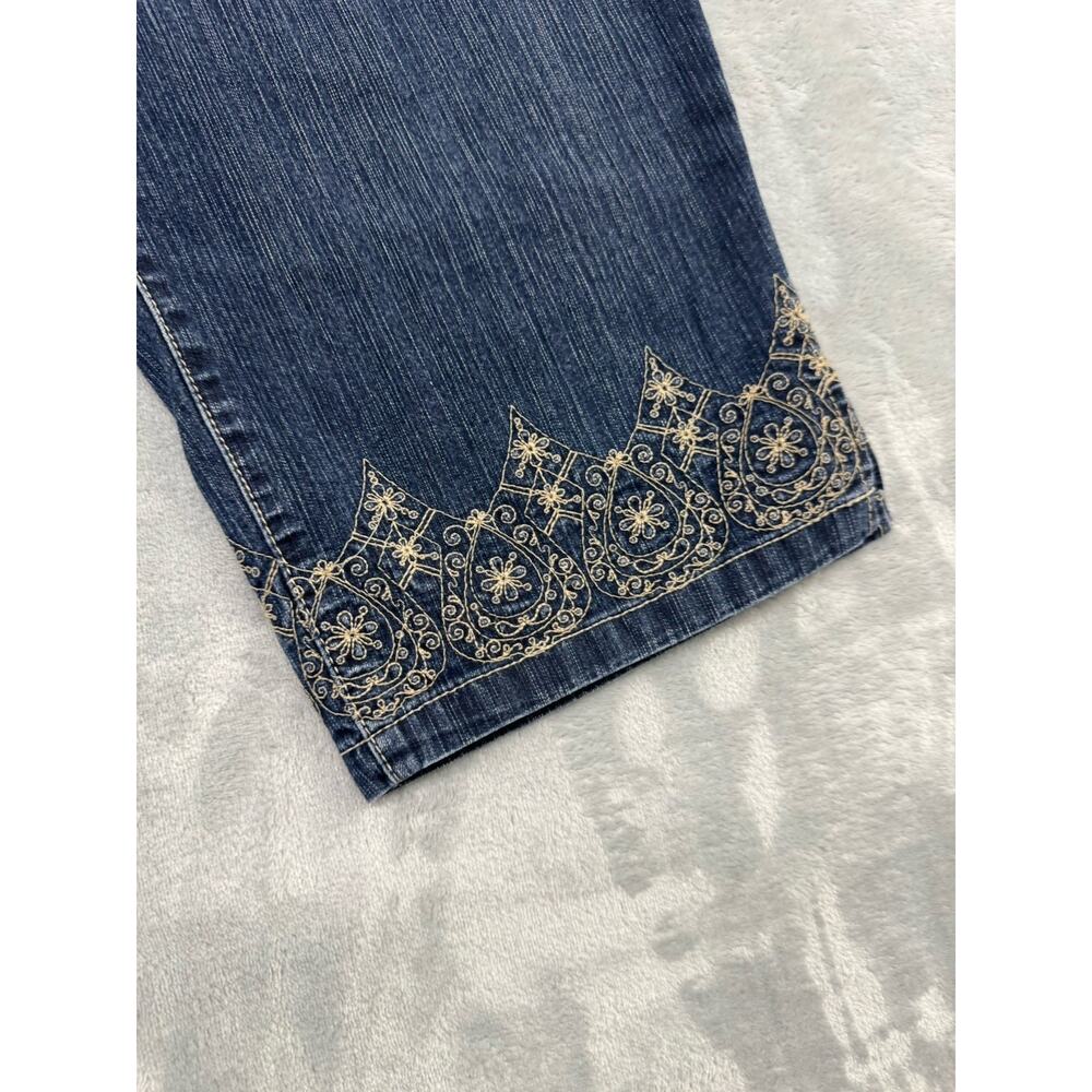Vintage Y2K Gloria Vanderbilt Women's Size 12 Denim Capris Stretch Embroidered - Picture 5 of 5